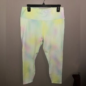 Fabletics Boost Powerhold 7/8 Leggings in Rainbow Pastel Lemon Crème